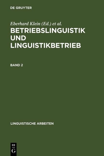 Produktbild: Betriebslinguistik und Linguistikbetrieb