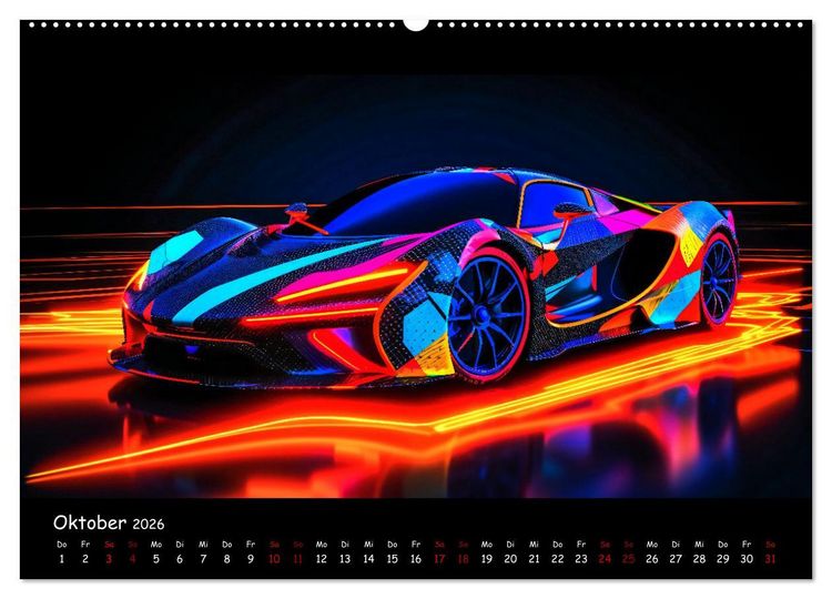 Produktbild: Futuristische Neon Cars (Wandkalender 2026 DIN A2 quer), CALVENDO Monatskalender