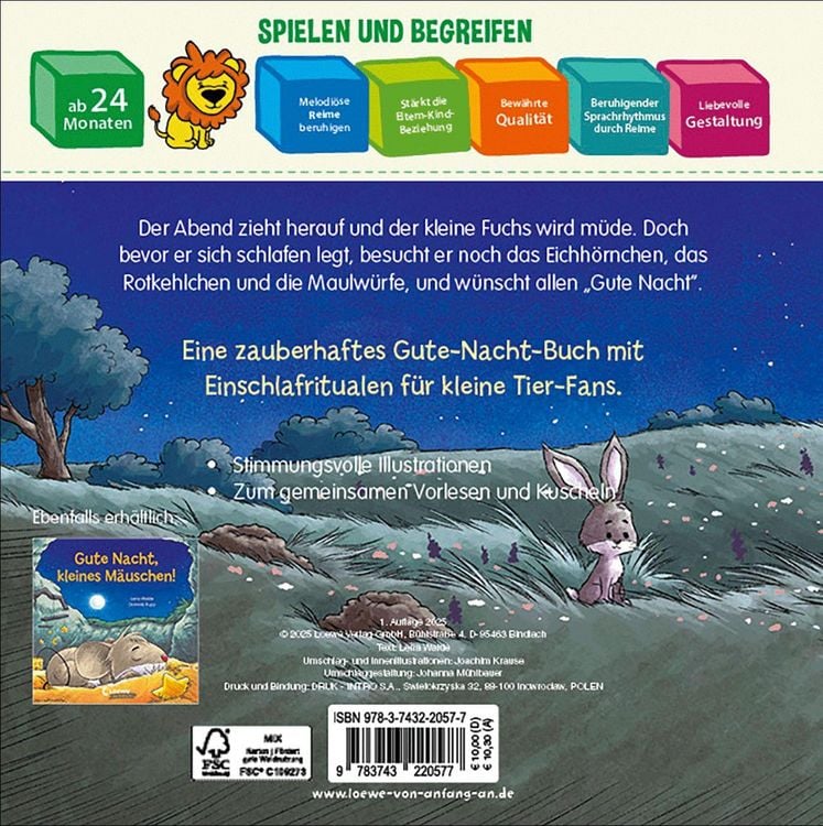 Produktbild: Gute Nacht, liebe Tierkinder!
