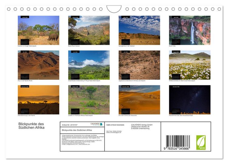 Produktbild: Blickpunkte des S&uuml;dlichen Afrika (Wandkalender 2026 DIN A4 quer), CALVENDO Monatskalender