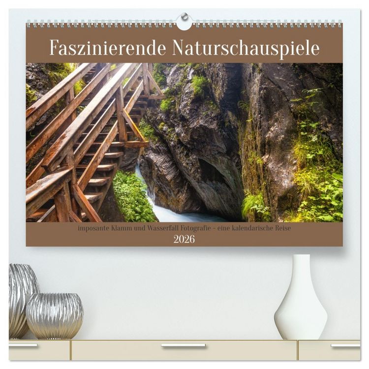 Produktbild: Faszinierende Naturschauspiele - imposante Klamm und Wasserfall Fotografie (hochwertiger Premium Wandkalender 2026 DIN A2 quer), Kunstdruck in Hochglanz