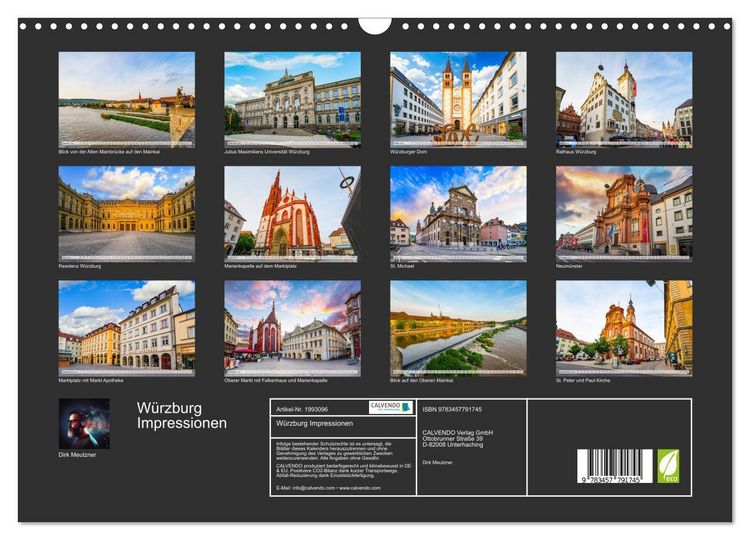 Produktbild: W&uuml;rzburg Impressionen (Wandkalender 2026 DIN A3 quer), CALVENDO Monatskalender