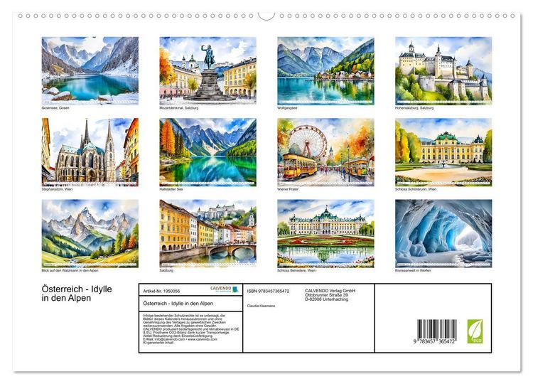 Produktbild: &Ouml;sterreich - Idylle in den Alpen (hochwertiger Premium Wandkalender 2026 DIN A2 quer), Kunstdruck in Hochglanz