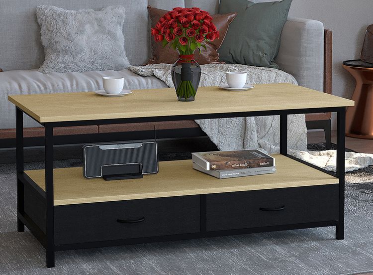 Produktbild: Metall Holz Schublade Sofatisch Couchtisch Flonila