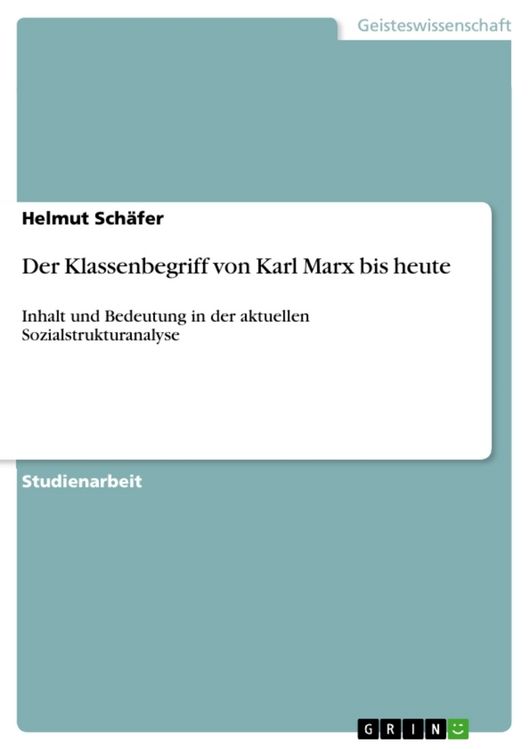 Produktbild: Der Klassenbegriff von Karl Marx bis heute