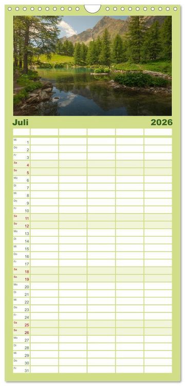 Produktbild: Familienplaner 2026 - Natur im Aostatal mit 5 Spalten (Wandkalender, 21 x 45 cm) CALVENDO