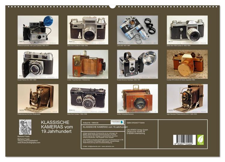 Produktbild: KLASSISCHE KAMERAS vom 19.Jahrhundert (hochwertiger Premium Wandkalender 2026 DIN A2 quer), Kunstdruck in Hochglanz