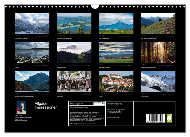 Produktbild: Allg&auml;uer Impressionen (Wandkalender 2026 DIN A3 quer), CALVENDO Monatskalender