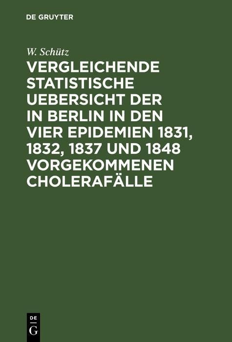 Produktbild: Vergleichende statistische Uebersicht der in Berlin in den vier Epidemien 1831, 1832, 1837 und 1848 vorgekommenen Choleraf&auml;lle
