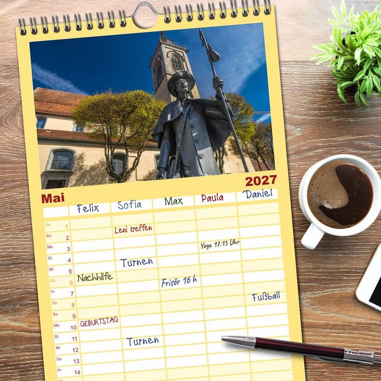 Produktbild: Familienplaner 2027 - Pfullendorf - die Perle im Linzgau mit 5 Spalten (Wandkalender, 21 x 45 cm) CALVENDO