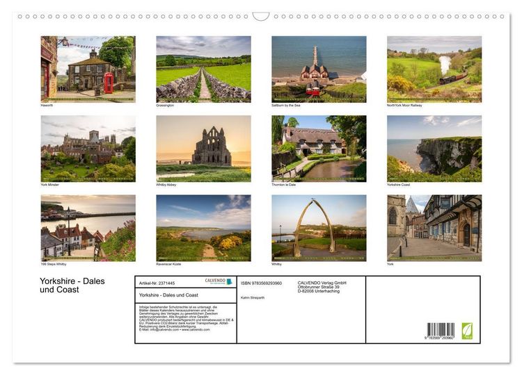 Produktbild: Yorkshire - Dales und Coast (Wandkalender 2027 DIN A2 quer), CALVENDO Monatskalender