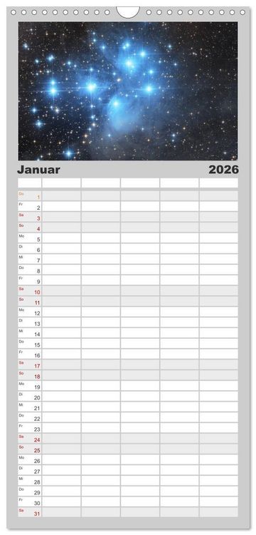 Produktbild: Familienplaner 2026 - Beeindruckendes Universum mit 5 Spalten (Wandkalender, 21 x 45 cm) CALVENDO