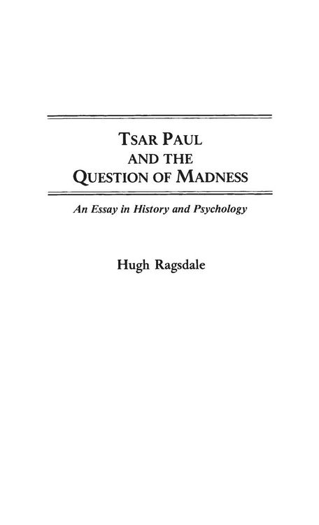 Produktbild: Tsar Paul and the Question of Madness
