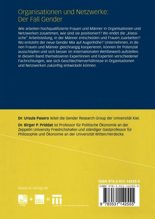Produktbild: Organisationen und Netzwerke: Der Fall Gender