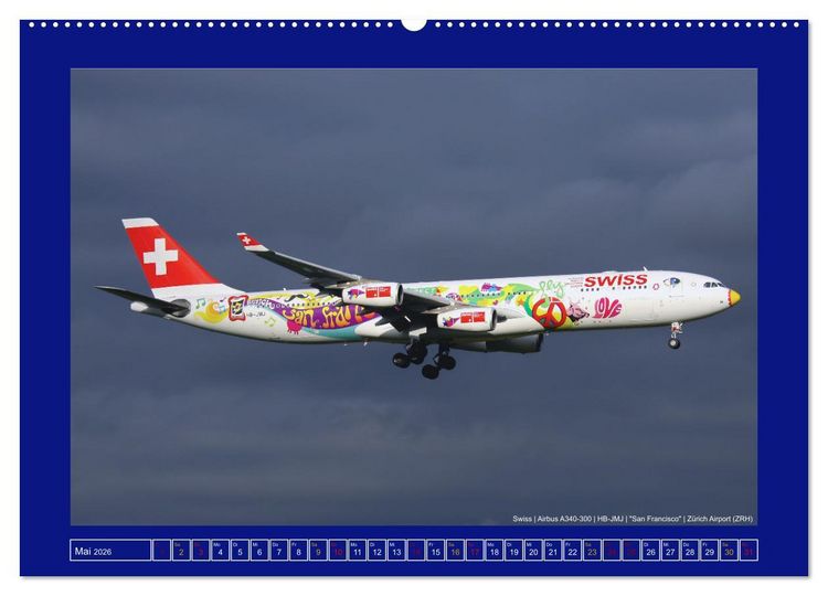 Produktbild: Bunte Airliner (hochwertiger Premium Wandkalender 2026 DIN A2 quer), Kunstdruck in Hochglanz
