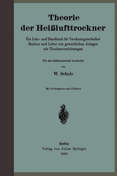 Produktbild: Theorie der Hei&szlig;lufttrockner