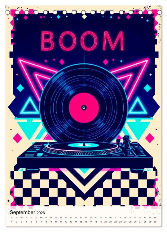 Produktbild: Pop Neon Patterns - The Memphis 90s Collection (Tischkalender 2026 DIN A5 hoch), CALVENDO Monatskalender