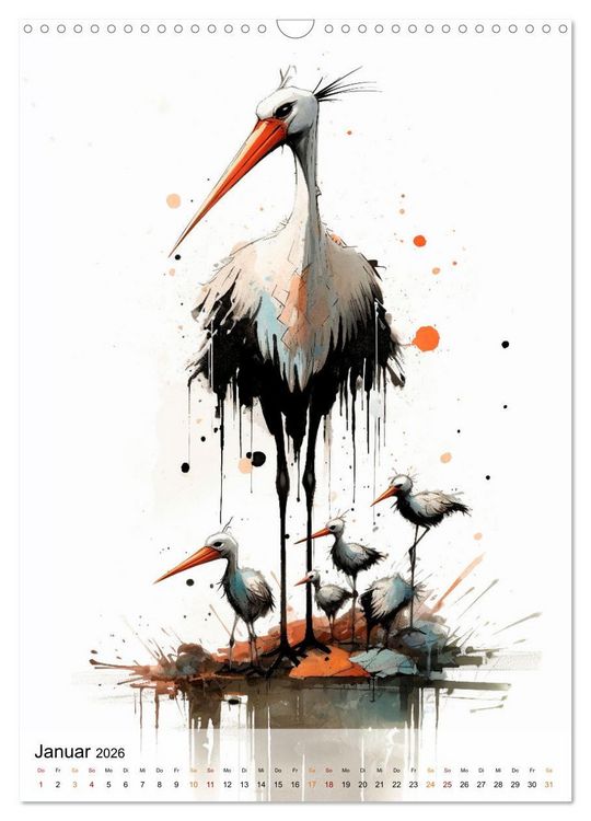 Produktbild: Einzigartig - dieser Storch (Wandkalender 2026 DIN A3 hoch), CALVENDO Monatskalender