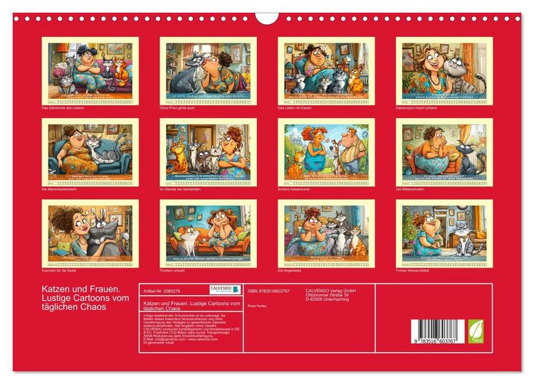 Produktbild: Katzen und Frauen. Lustige Cartoons vom t&auml;glichen Chaos (Wandkalender 2026 DIN A3 quer), CALVENDO Monatskalender