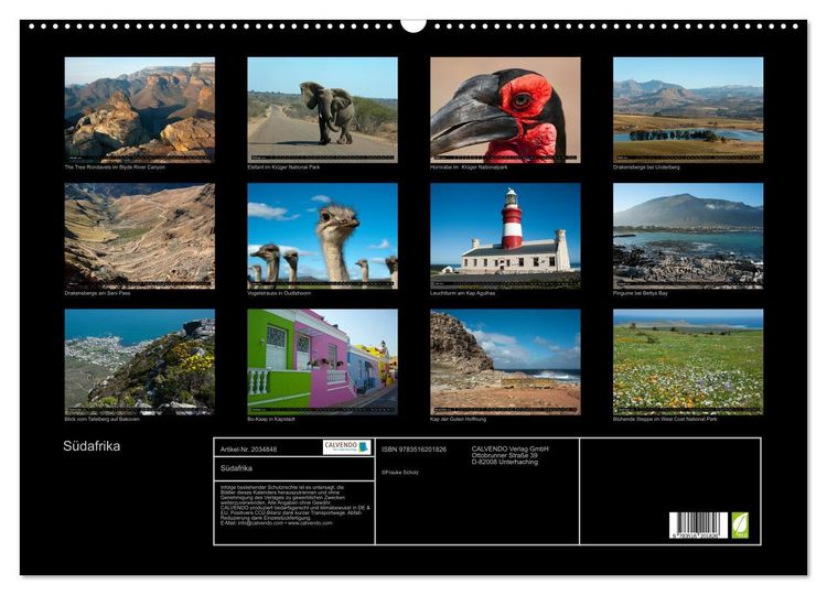 Produktbild: S&uuml;dafrika (Wandkalender 2026 DIN A2 quer), CALVENDO Monatskalender