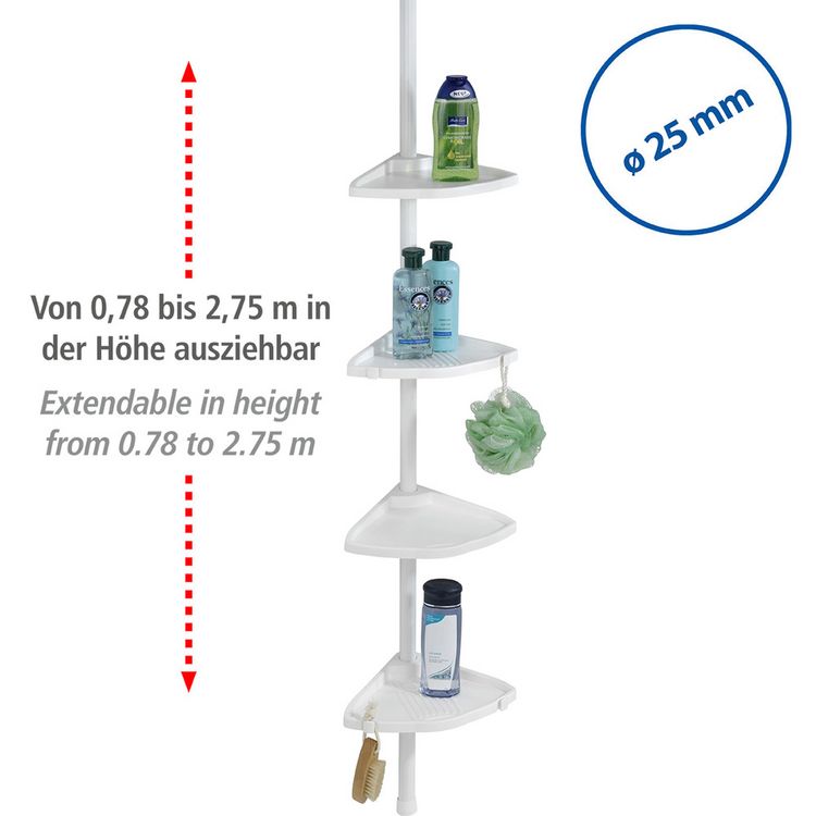 Produktbild: Teleskop Duschecke Compact Wei&szlig;, mit 4 Ablagen