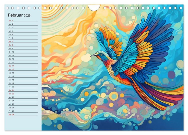 Produktbild: Kunterbunte V&ouml;gel (Wandkalender 2026 DIN A4 quer), CALVENDO Monatskalender