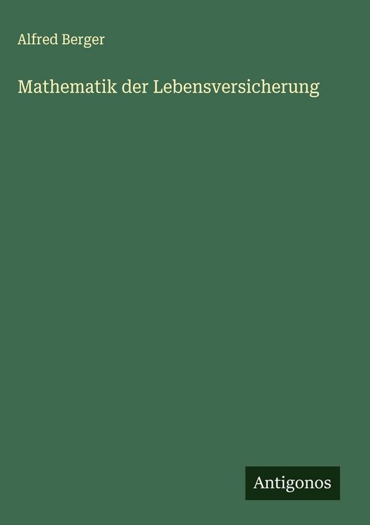 Produktbild: Mathematik der Lebensversicherung
