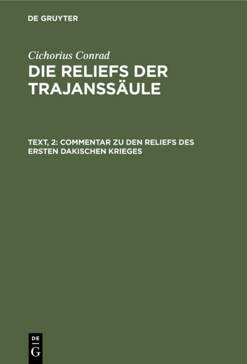 Produktbild: Commentar zu den Reliefs des ersten dakischen Krieges