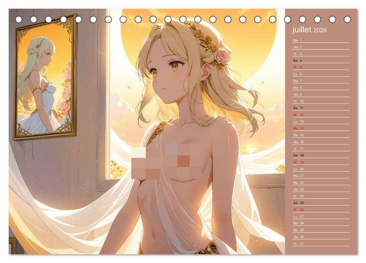 Produktbild: Mythes Sensuels - D&eacute;esses manga &eacute;rotiques (Calendrier de bureau 2026 DIN A5 vertical), CALVENDO calendrier mensuel