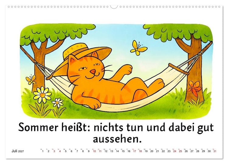 Produktbild: Freche Katzen - Humorvolle Spr&uuml;che und charmante Comics (hochwertiger Premium Wandkalender 2027 DIN A2 quer), Kunstdruck in Hochglanz