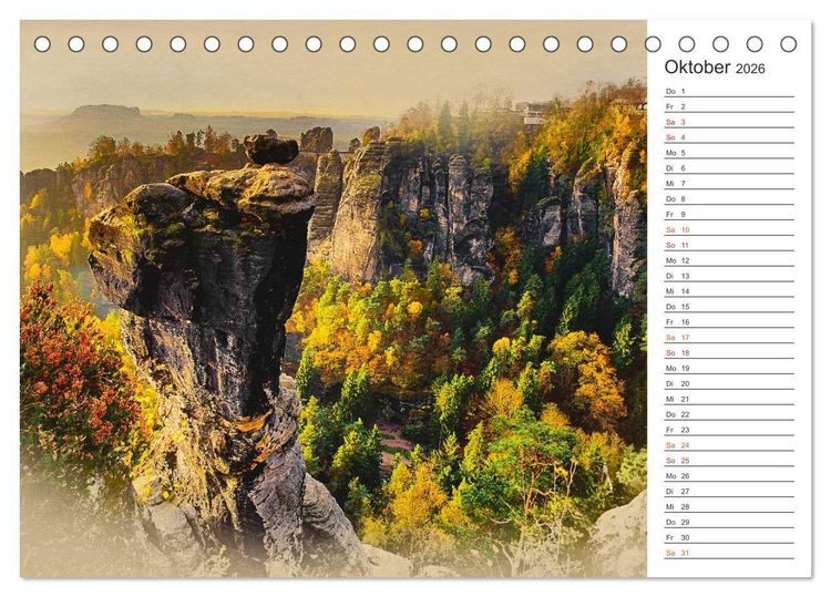 Produktbild: Traumhafte S&auml;chsische Schweiz (Tischkalender 2026 DIN A5 quer), CALVENDO Monatskalender