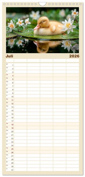 Produktbild: Familienplaner 2026 - GUTE NACHT - Schlafende Tiere, traumhaft sch&ouml;n mit 5 Spalten (Wandkalender, 21 x 45 cm) CALVENDO