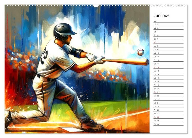 Produktbild: Baseball Acryl - Zwischen Realit&auml;t und KI Visionen (Wandkalender 2026 DIN A2 quer), CALVENDO Monatskalender
