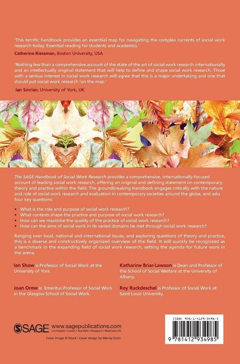Produktbild: The SAGE Handbook of Social Work Research
