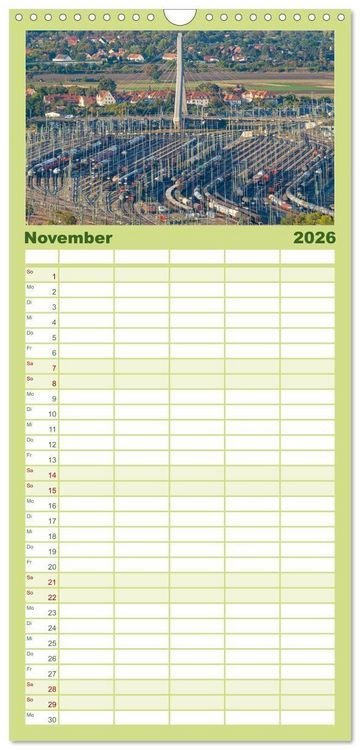 Produktbild: Familienplaner 2026 - Halle an der Saale von oben mit 5 Spalten (Wandkalender, 21 x 45 cm) CALVENDO