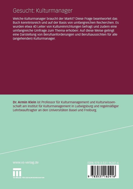 Produktbild: Gesucht: Kulturmanager