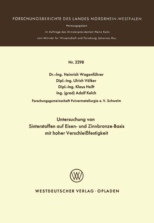 Produktbild: Untersuchung von Sinterstoffen auf Eisen- und Zinnbronze-Basis mit hoher Verschlei&szlig;festigkeit