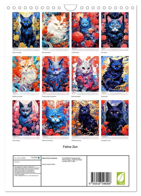 Produktbild: Feline Zen (Wall Calendar 2026 DIN A4 portrait), CALVENDO 12 Month Wall Calendar