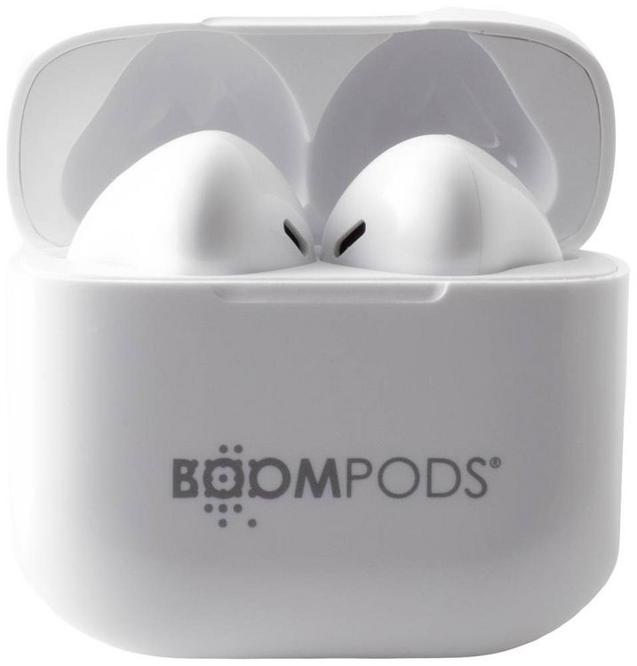 Produktbild: Boompods Bassline Compact In Ear Kopfh&ouml;rer Bluetooth&reg; Wei&szlig; Headset, Klang-Personalisierung, Lautst&auml;rkeregelung, Schwei&szlig;resistent
