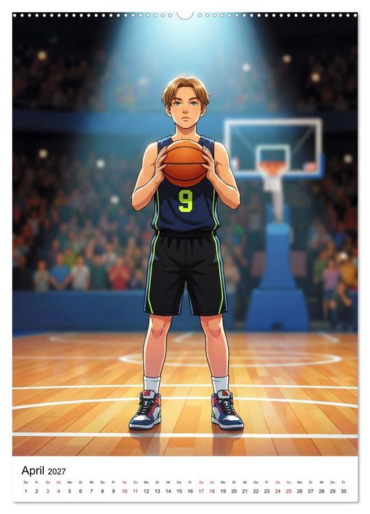 Produktbild: Level Up &ndash; Basketballhelden (Wandkalender 2027 DIN A2 hoch), CALVENDO Monatskalender