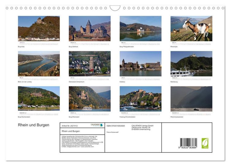 Produktbild: Rhein und Burgen (Wandkalender 2026 DIN A3 quer), CALVENDO Monatskalender
