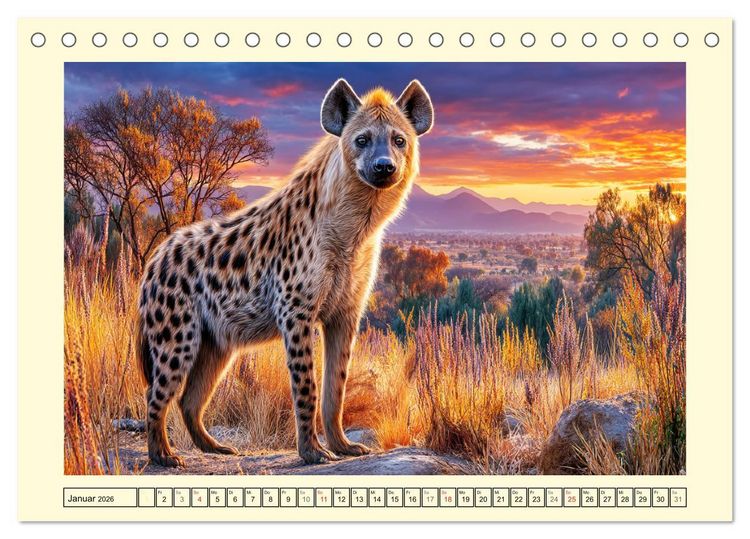 Produktbild: Afrikas Hy&auml;nen. Die kichernden Schatten der Savanne (Tischkalender 2026 DIN A5 quer), CALVENDO Monatskalender
