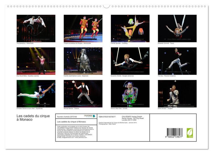 Produktbild: Les cadets du cirque &agrave; Monaco (Calendrier mural 2026 DIN A2 vertical) calendrier de bureau