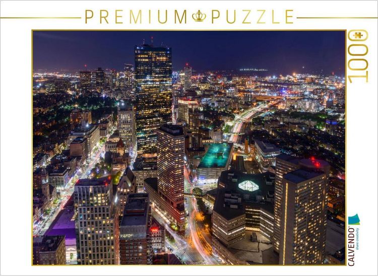 Produktbild: CALVENDO Puzzle Lichter der Nacht in Boston | 1000 Teile Lege-Gr&ouml;&szlig;e 64x48cm Foto-Puzzle f&uuml;r gl&uuml;ckliche Stunden
