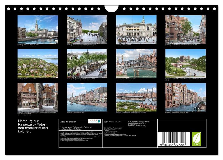 Produktbild: Hamburg zur Kaiserzeit - Fotos neu restauriert und koloriert (Wandkalender 2026 DIN A4 quer), CALVENDO Monatskalender