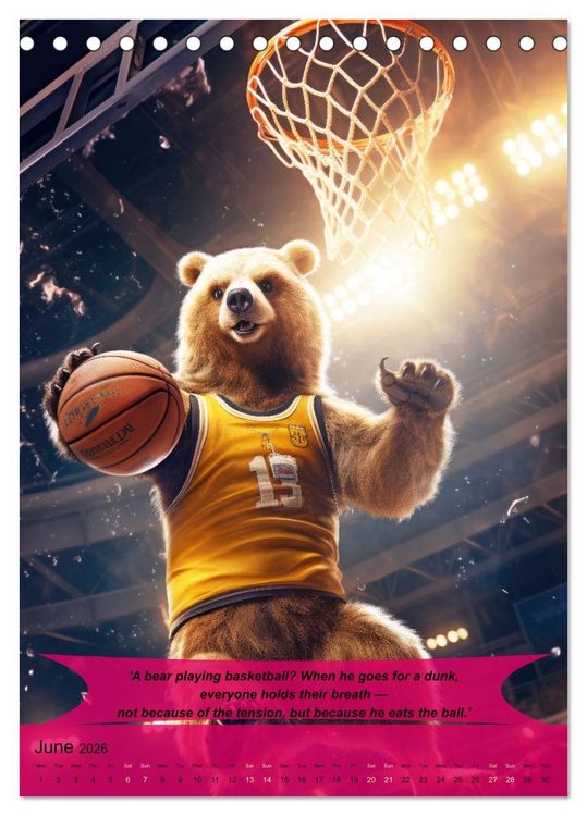 Produktbild: Basketball with funny animals (Desk Calendar 2026 DIN A5 portrait), CALVENDO 12 Month DeskCalendar