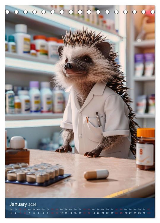 Produktbild: Funny animals in a pharmacist outfit (Desk Calendar 2026 DIN A5 portrait), CALVENDO 12 Month DeskCalendar