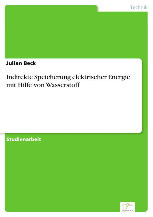 Produktbild: Indirekte Speicherung elektrischer Energie mit Hilfe von Wasserstoff