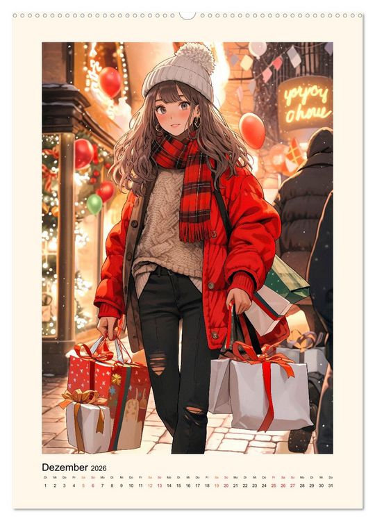 Produktbild: Manga Girls - ein gl&uuml;ckliches Jahr (hochwertiger Premium Wandkalender 2026 DIN A2 hoch), Kunstdruck in Hochglanz