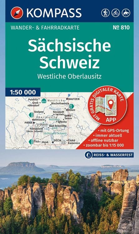 Produktbild: KOMPASS Wanderkarte 810 S&auml;chsische Schweiz, Westliche Oberlausitz 1:50.000